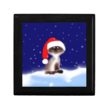 Katze in der Weihnachtsmannmütze Schmuckschachtel