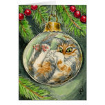 Katze in der Weihnachtsverzierungskarte