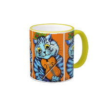 Katze mit Violine durch Schale Louis Wain Tasse