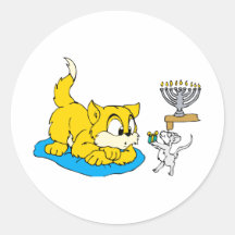 Katze u. Maus Runder Sticker