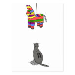Katze u. Pinata - freier Raum Postkarten