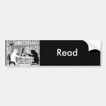 Katze und Hund in der Bibliothek Autosticker