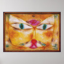 Katze und Vogel - abstrakter Kunst-Plakat-Druck