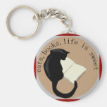 Katzen, Bücher, Leben ist süßes Keychain v2 Schlüsselband