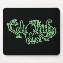 Katzen-Dame Green Mousepad