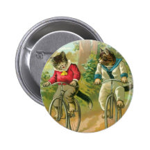 Katzen, die Fahrräder reiten Button