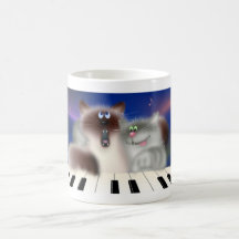 Katzen, die Klavier spielen Teetasse