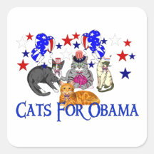 KATZEN FÜR OBAMA QUADRATAUFKLEBER