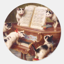 Katzen-Kunst: Vintager Kunst-Druck: Der Erwägungsg Sticker