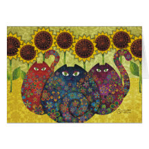 Katzen mit Sonnenblumen Karten