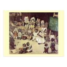 Katzen-Schule durch Postkarte Louis Wain
