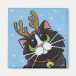 Katzen-tragender Ren-Geweih-Magnet