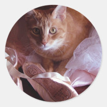 Katzen-und Ballett-Pantoffel Runder Sticker