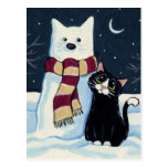 Katzen-und Schnee-Katzen-festliche Postkarte