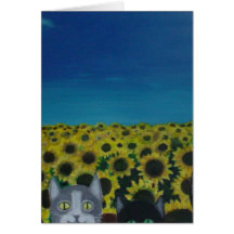 Katzen und Sonnenblumen Karten