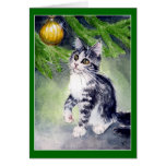 Katzen- und Weihnachtsverzierungskarte