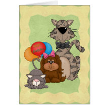 Katzen und Welpen-Geburtstag Karten