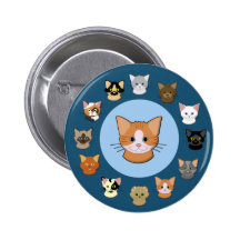 Katzenkopf blau anstecknadelbutton