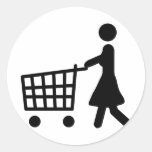 kaufende schwarze Laufkatze der Frauen Runde Sticker
