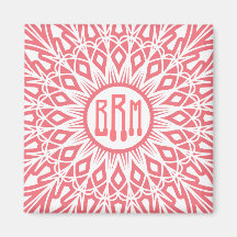 Kaugummi-Rosa-gewirkter Spitze-Monogramm-Magnet Kühlschrankmagnet