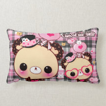Kawaii Bär mit Herzgläsern und -ballonen Kissen