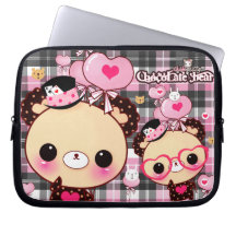 Kawaii Bär mit Herzgläsern und -ballonen Laptop Sleeve Schutzhüllen