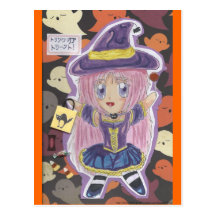 Kawaii Chibi Hexe-Miohalloween-Postkarte