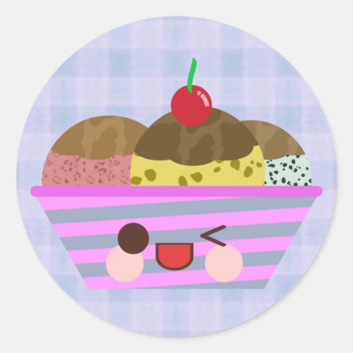 Kawaii Eiscreme-Eiscremebecher würzt köstliches ka Runder Sticker