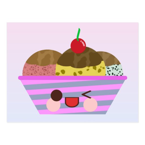 Kawaii Eiscreme-Eiscremebecher würzt köstliches Postkarten