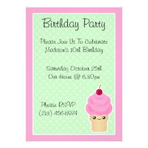 Kawaii Eiscreme-Kegel-Geburtstags-Party Einladunge