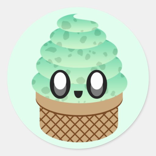 kawaii Eiscreme-Minzen-Schokoladensplitter Aufkleber