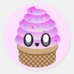 kawaii Eiscremehimbeere besprüht Runder Sticker