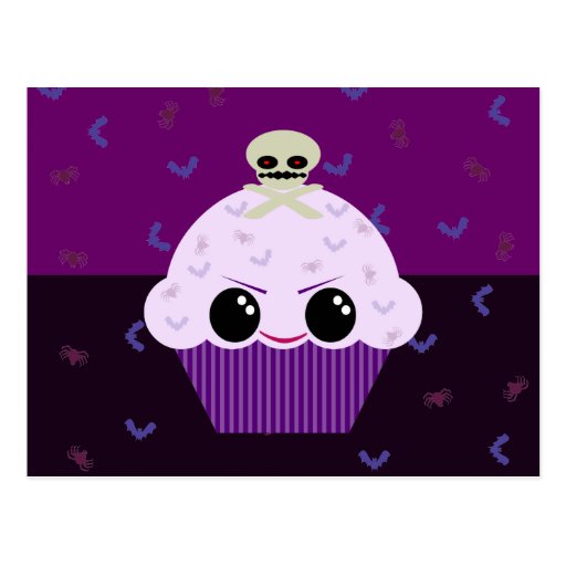 Kawaii gespenstische Kuchen-Schädel-Spinnen-Schläg Postkarte