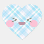 Kawaii glückliches lachendes Gesichts-blaues karie Herzaufkleber