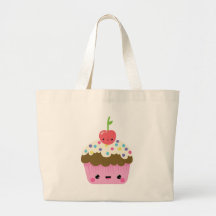 Kawaii kleiner Kuchen mit Kirsche auf die Oberseit Einkaufstaschen