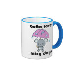 Kawaii Mäuse-und Regenschirm-regnerische Tagesbech Tee Tassen