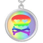 Kawaii Regenbogen-Schädel-Sterlingsilber-Halskette