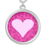 Kawaii rosa Herz-Leopard-Druck-Halskette