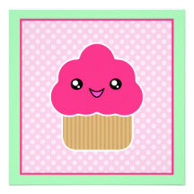 Kawaii rosa Kuchen-Geburtstags-Party Einladungen