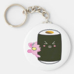 Kawaii Sushi-Rolle mit Nadel die Katze Schlüsselanhänger