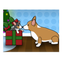 Kawaii Weihnachtscorgi-Welpen-Geschenk Postkarten