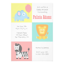 Kawaii Zoo-Tier-Thema-Babyparty laden ein Personalisierte Einladung