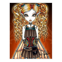 "Kayla" Steampunk Fee-nahe hohe Postkarte