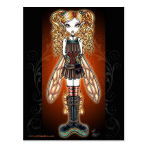 "Kayla" Steampunk Fee-Postkarte