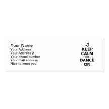 Keep calm and dance on business cards