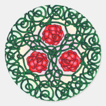Keltische Rosen rot Runder Sticker