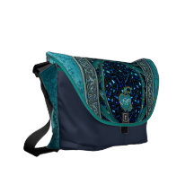 Keltischer aquamariner Damast-mit Monogramm Bote-T Kuriertasche