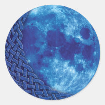 Keltischer blauer Mond Runder Aufkleber