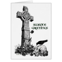 Keltisches Kreuz und Raben-Weihnachtskarte