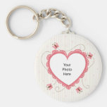 Keychain: Rosa Spitzeherz-Fotorahmen Schlüsselbänder